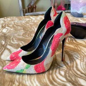 White multicolored LFL stilettos